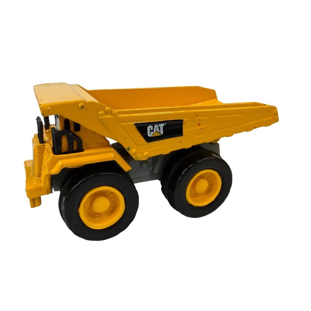 CAT Dump Truck Toy Funrise SMALL Miniature Diecast Wheels Roll Bed Raises